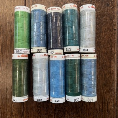 Lot H - Mettler Quilting Thread 10 Spools- 100% Cotton, 164 Yards each VTG