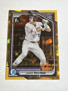 2024 1st Bowman Chrome Draft Sapphire Gold Refractor Jared Thomas 09/50 RC SP