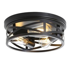 Flush Mount Ceiling Light Fixture,Black 3-Light Industrial Farmhouse Light Fi...