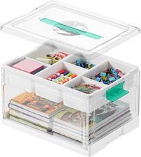 Craft Organizers and Storage - 24 QT Plastic Box Art Supply Storage Organizer Bi
