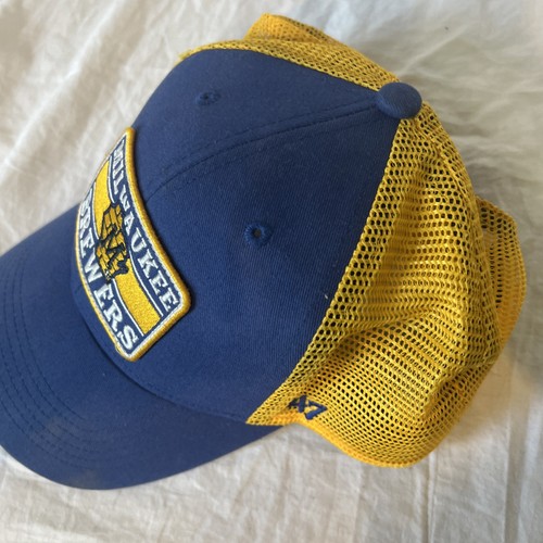 '47 Brand Milwaukee Brewers Patch Adjustable Hat Snapback Blue Youth Baseball - Picture 19 of 19