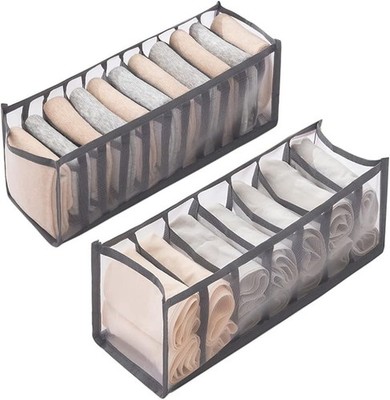 2er Pack Faltbare Organizer für Socken und Unterwäsche, Grau