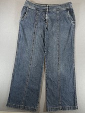Loft Ann Taylor Y2K Wide Leg Sz 12 Stretch Medium Wash Jeans Seam Detail
