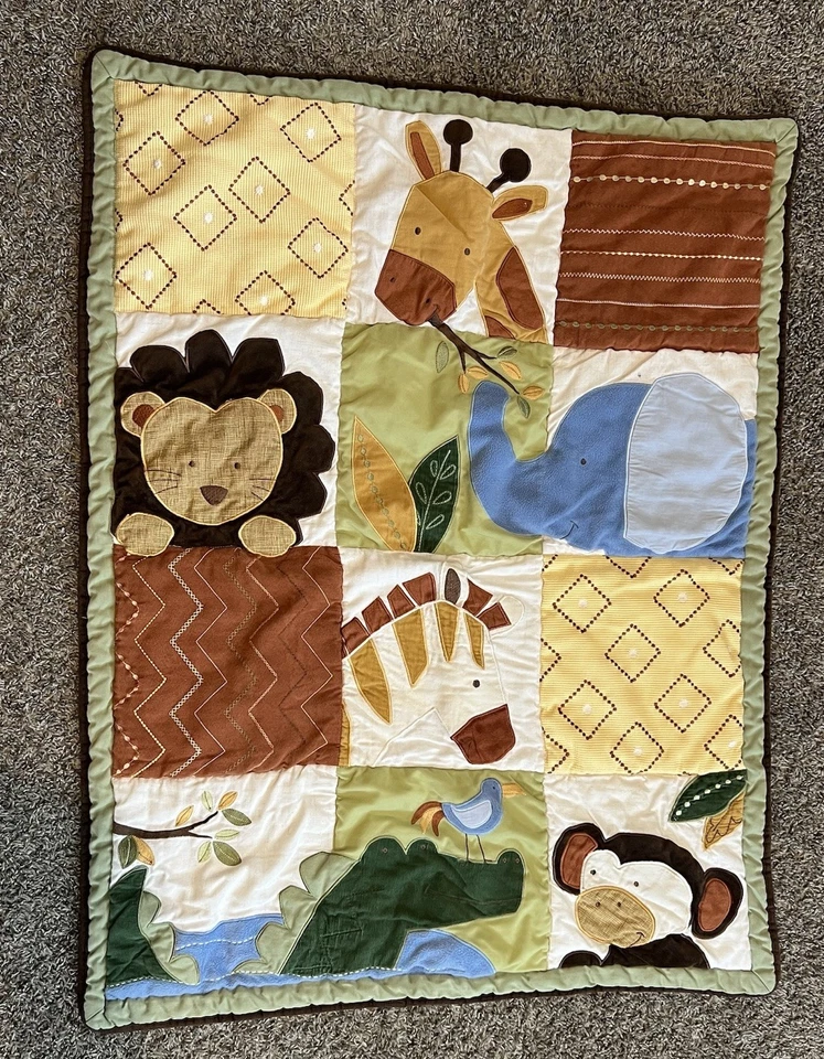 11 Piece Unisex Jungle/Animal Lion, Monkey, Elephant Nursery/Baby Crib Bedding  - Image 2 of 4