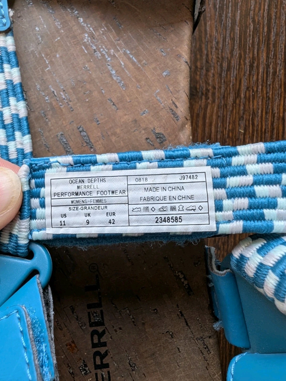 Sandali Merrell blu verde acqua profondità oceano taglia 11 intorno alla città Sunvue tessuto