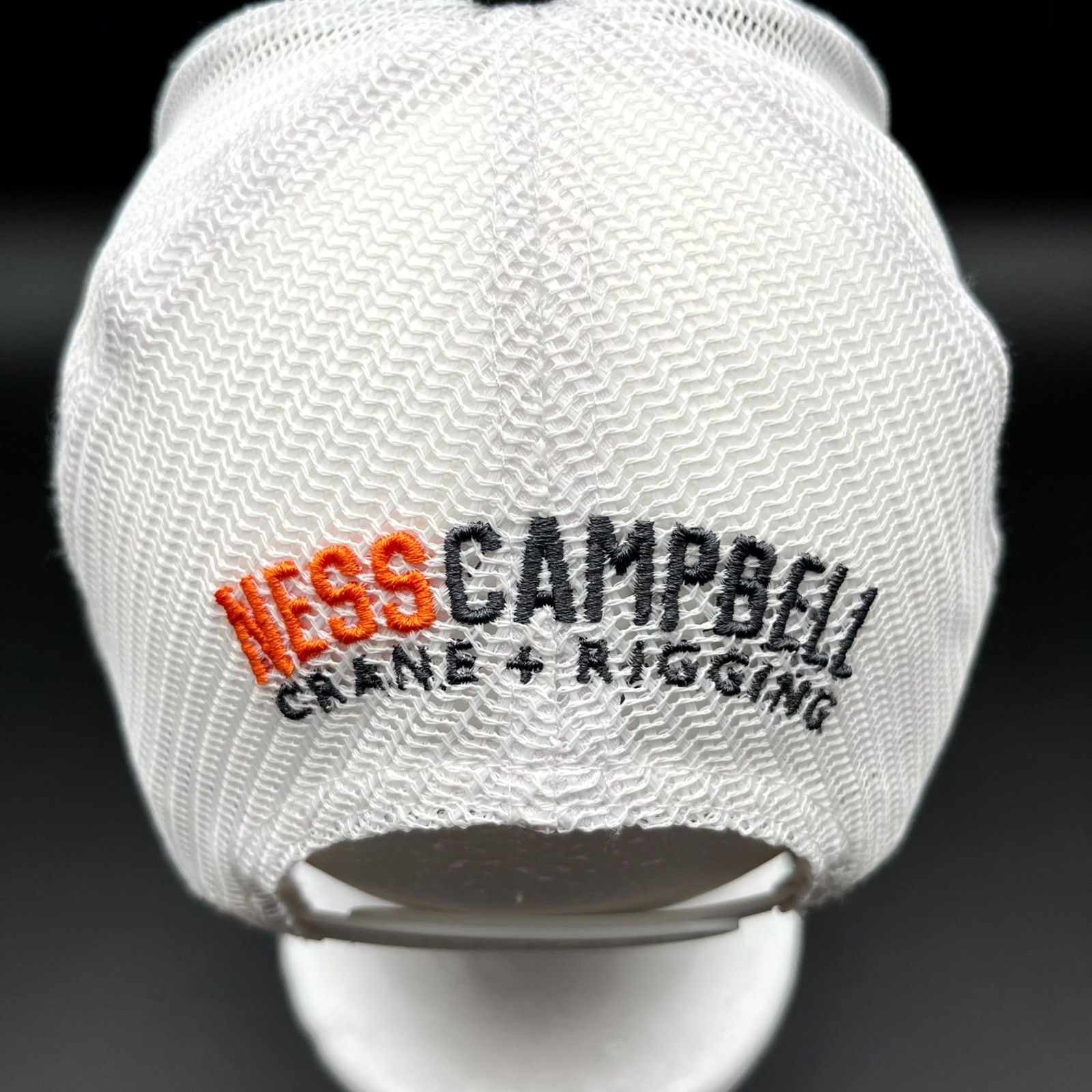 Ness Campbell Crane & Rigging Hat Platinum Mens One Size Black Trucker Cap Mesh