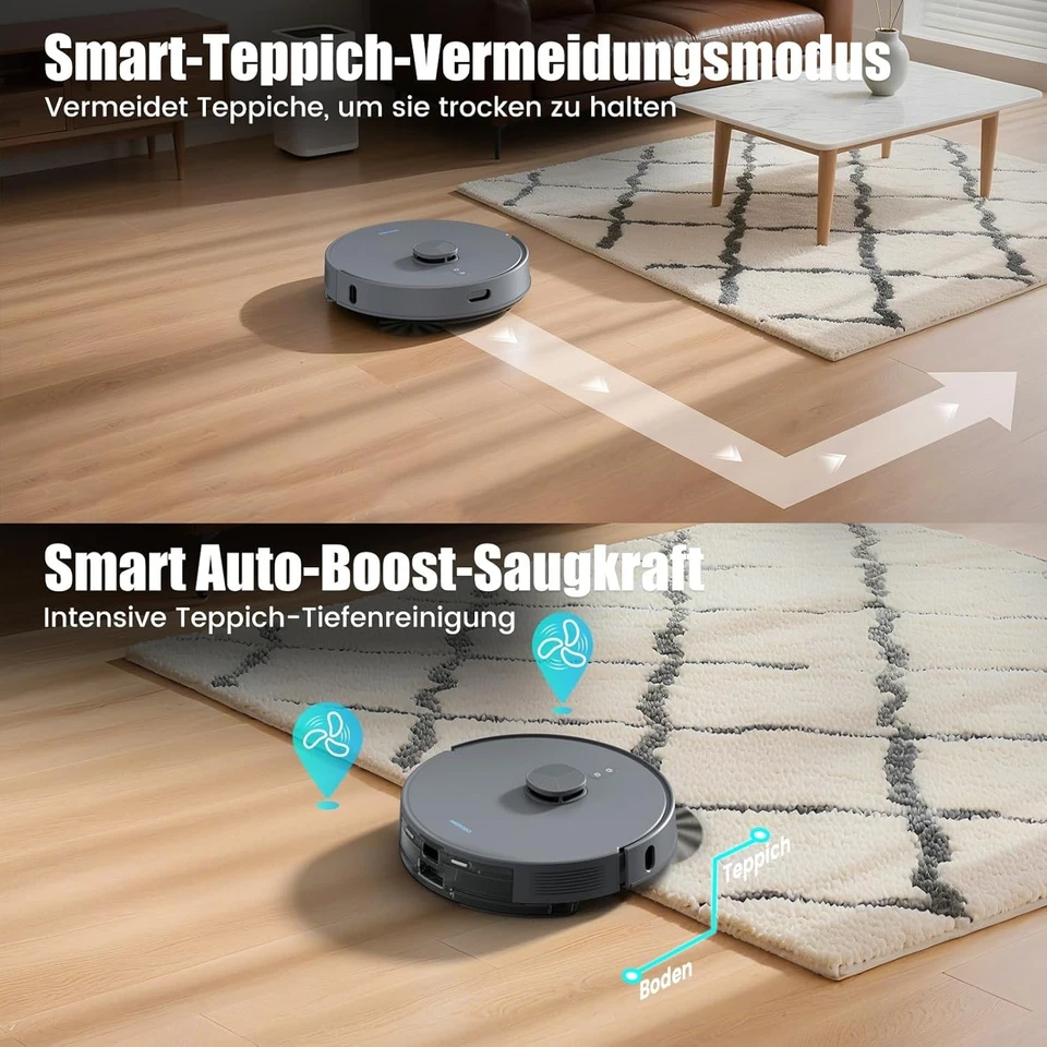 AIRROBO T25+ 5500PA Saugroboter mit Wischfunktion und Absaugstation 240min APP - Bild 4 von 4