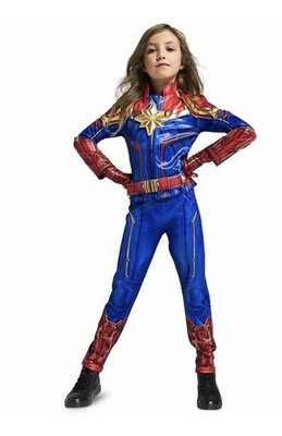 Disney Store Captain Marvel 4 pc Costume Kids Girls Dress-Up  Sz 7/8 New W Tags