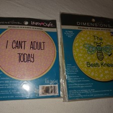 Dimensions EMBROIDERY Sets. The BEES KNEES  CANT ADULT TODAY. 2 New Sealed