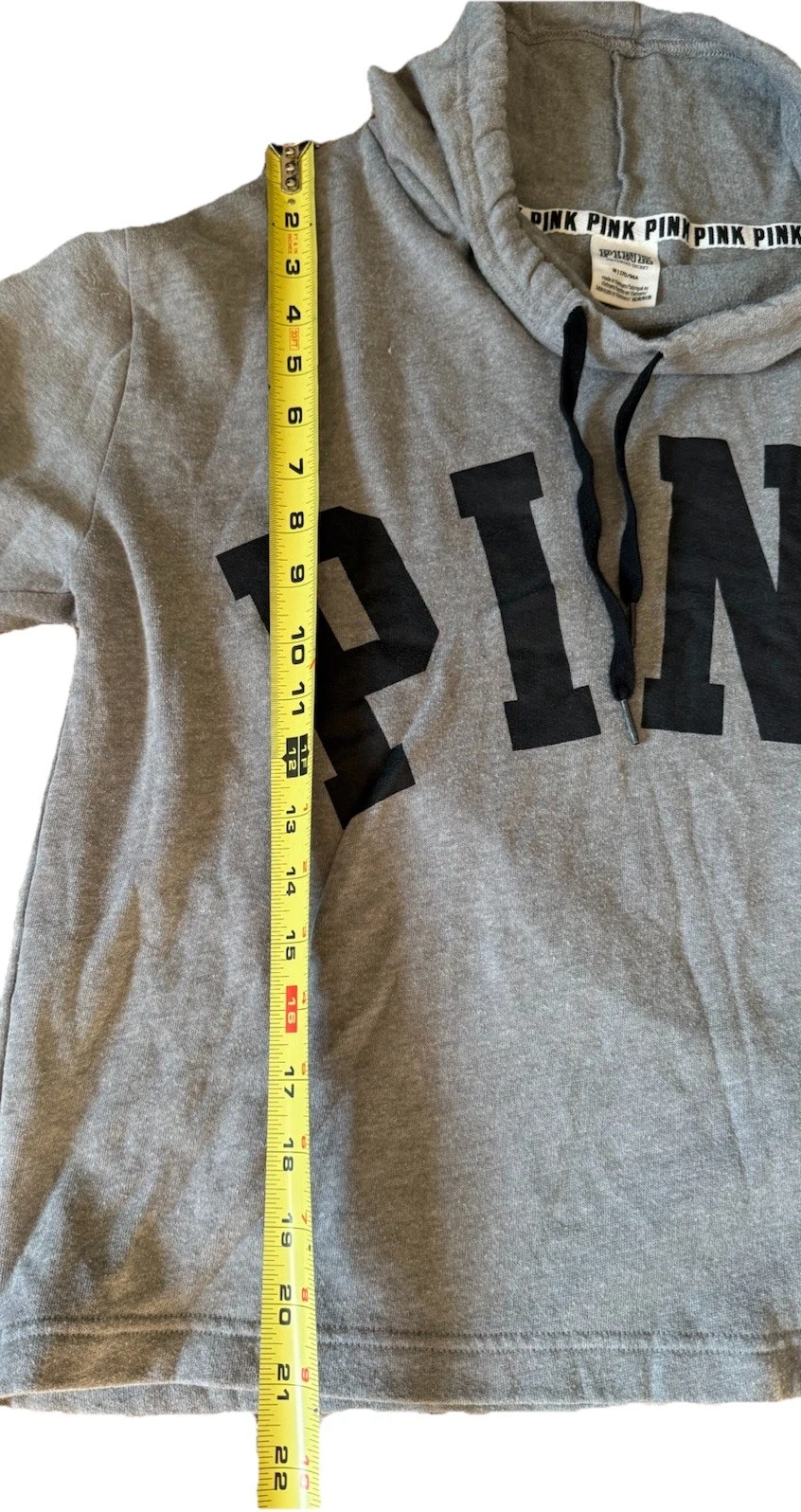 UNDERCOVER Felpa con cappuccio Victoria Secret ROSA donna grigia oversize logo grafica cappuccio ricamato taglia M