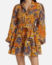 Farm Rio Women's Yellow Pineapple Flowers Yellow Mini Dress Size: M