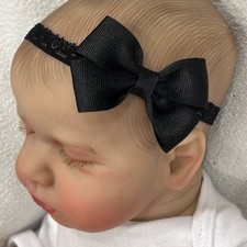 Black 2  hair bow headband , solid black hairbow