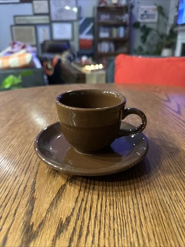 Fiestaware Chocolate Brown Coffee/Tea Cup with Saucer