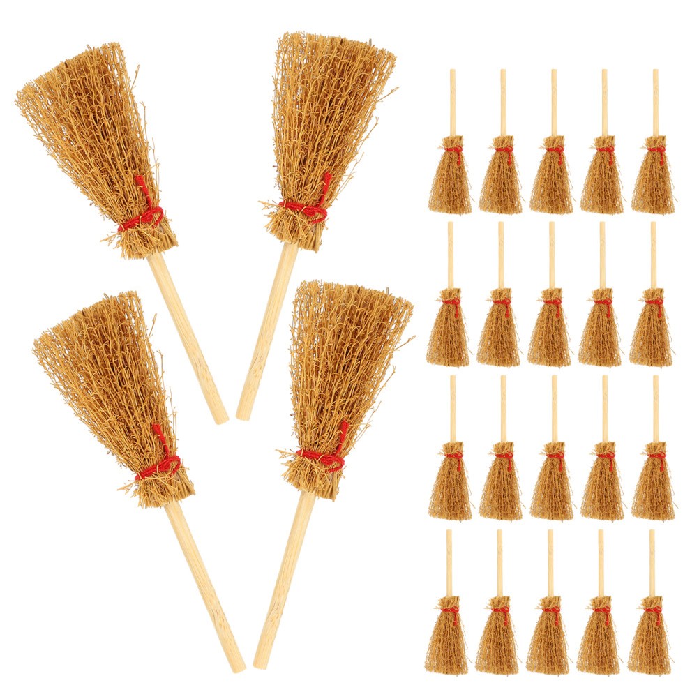 50 Pcs Miniature Wooden Brooms For Dollhouse Crafts Mini Broom Decorations
