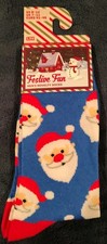 Mens Blue Santa Novelty Socks Festive Fun Christmas Shoe Size 8-12