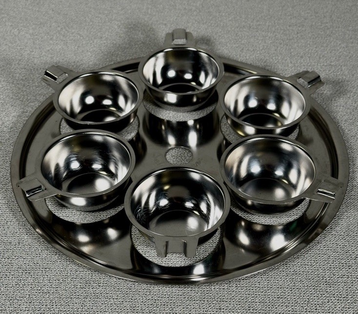 Saladmaster 6-Cup Egg Poacher Insert & Cups Stainless Steel 10 3/8" Vintage MCM