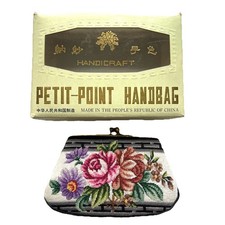VTG Micro Petit Point Floral Tapestry Embroidered Snap Purse Bag NEW in BOX