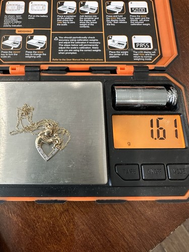 10k Gelbgold Mutter und Kind Diamant Herz Anhänger Halskette, 18" lang - Bild 9 von 9