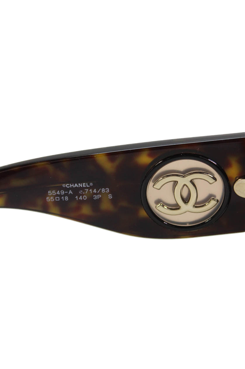 Chanel Womens Tortoise Shell Pattern Square Sungl… - image 5