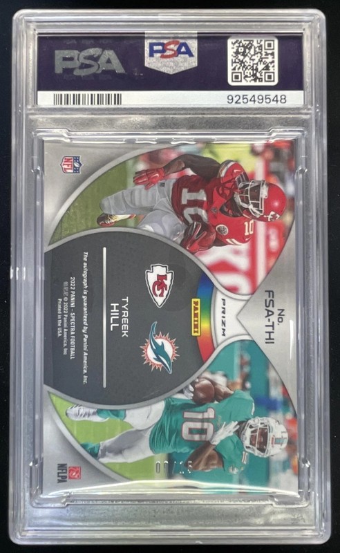 2022 Panini Spectra Full Spectrum Neon Pink #FSA-THI Tyreek Hill Auto /15 PSA 9