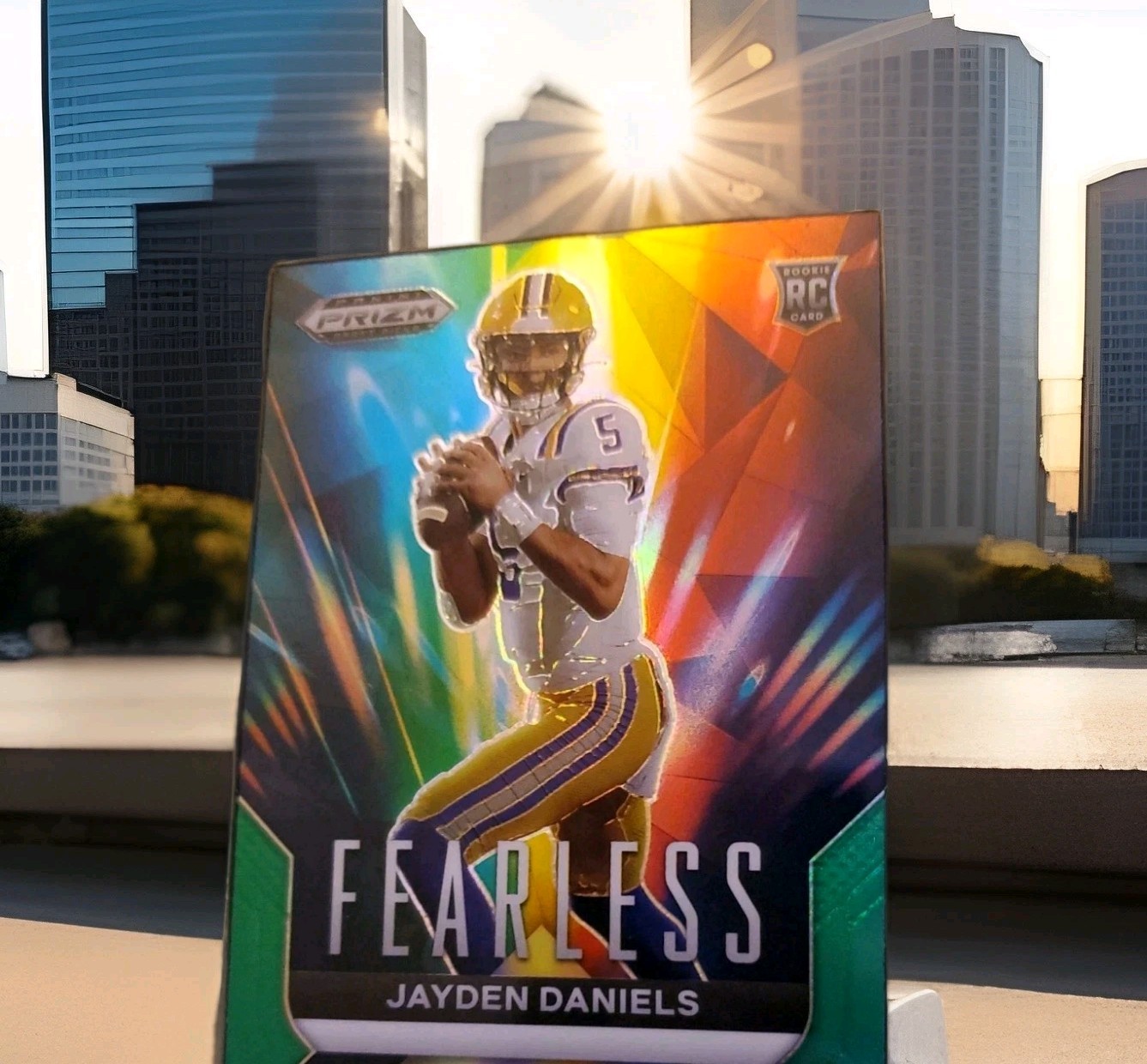 2024 Prizm Draft JAYDEN DANIELS FEARLESS Green RC LSU Commanders F-JD