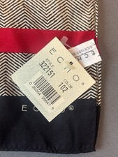 NWT Vintage Scarf Black Red Cream Graphic Print Echo Rectangle Geometric Scarf
