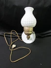 Mid Century Vintage Milk Glass Hobnail Plug Cottage Wall Sconce Lamp 9"x7"x13"