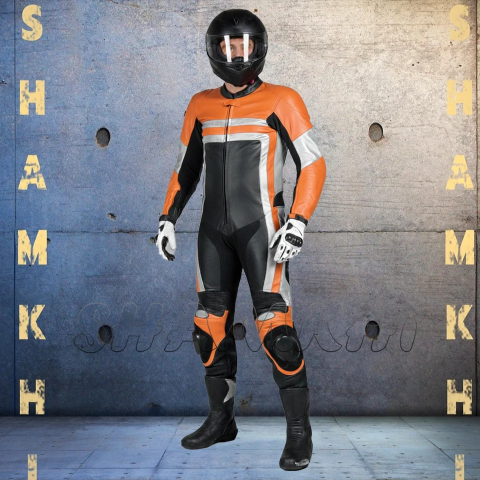 Traje de moto de cuero premium hecho a medida para carreras deportes pista trajes de 1 pieza Foto 4 de 4