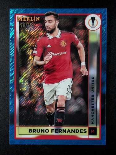 2022-23 Topps Chrome Merlin BRUNO FERNANDES 70/75 Blue Shimmer Refractor #99 - Picture 1 of 2