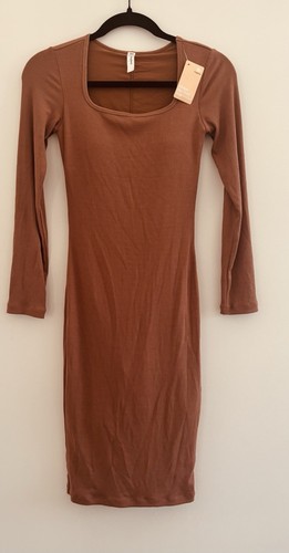 NWT Popilush Shapewear Long Sleeve Square Neck Modal Slimming Midi Dress size S - Picture 5 of 6