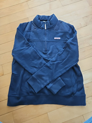 Vineyard Vines Quarter Zip Pullover Logo Sweatshirt Navy Blue Womens Large
