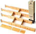 Expandable Drawer Dividers - Kitchen Drawer Organiser with 12 Inserts, Bamboo Pa
