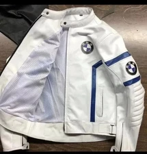 BMW Motorrad Men's White Motorcycle Motorbike Racing Leather Jacket