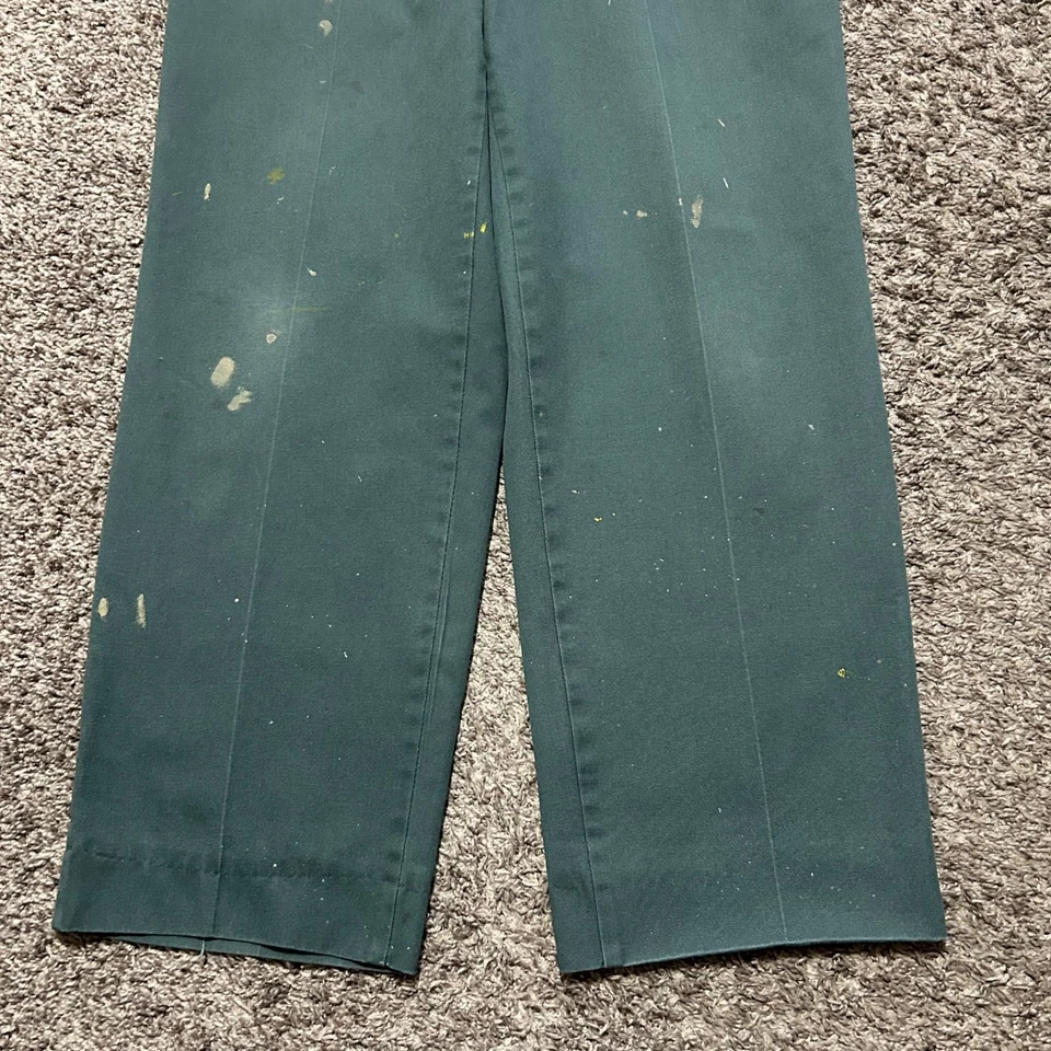 Vtg Thrashed Work Wear Pants 90s Straight Leg Classic Fit Paint Green 32x29 - Image 3 of 4