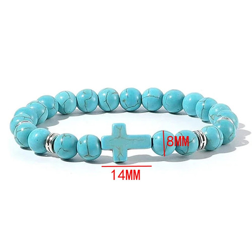 Oración Hombres Piedra Natural Madera Cuentas Rosario Hematita Cruz Pulseras Ónix - Imagen 2 de 35