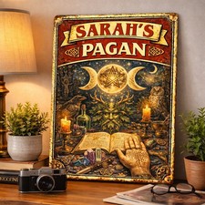 Personalised Pagan Metal Wall Sign Custom Witch Wiccan Driuids Plaque