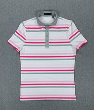 G/FORE Favourite Stripe Tech Jersey Golf Polo Pink White Gray - Men's Small