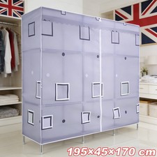 Multi Functional Large Fabric Canvas Wardrobe With Hanging Shelving Clothes NEW
