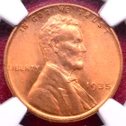 NGC MS-66 RD! 1935 LINCOLN WHEAT CENT
