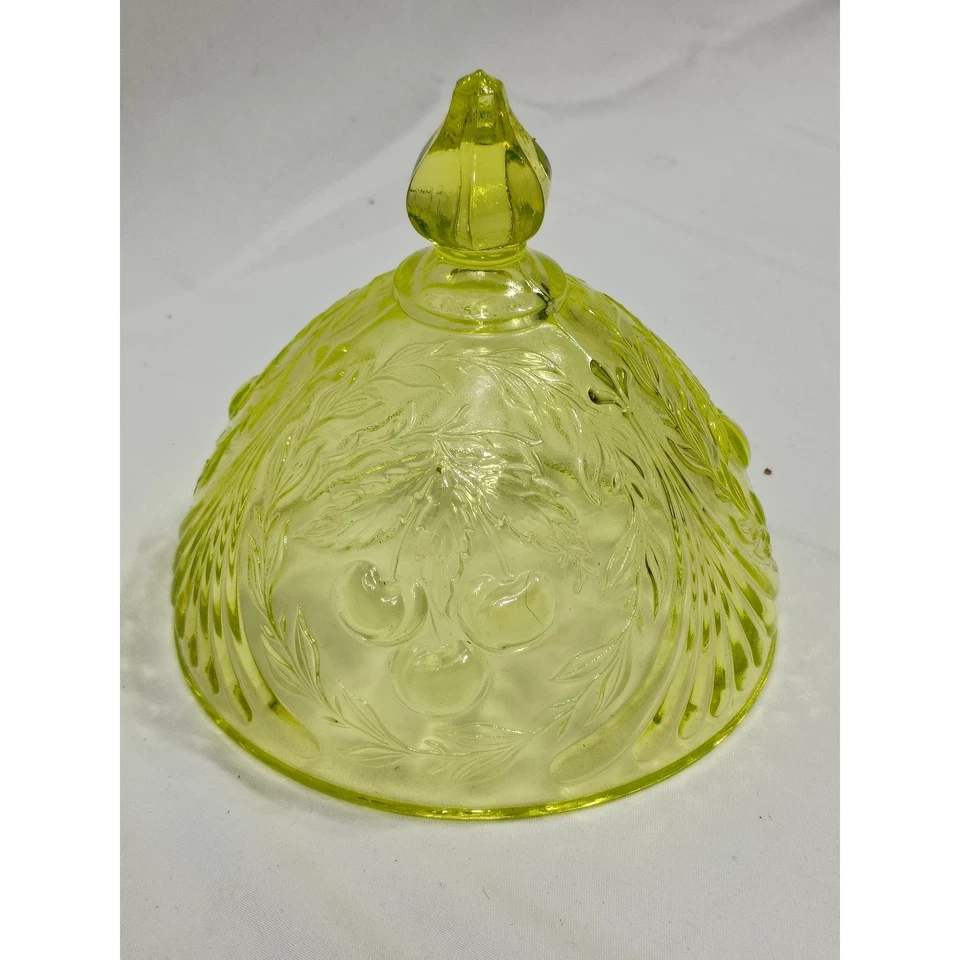 Tampa de frutas Mosser Glass – Urânio amarelo – Estilo depressão – Sem marca - Imagem 3 de 4