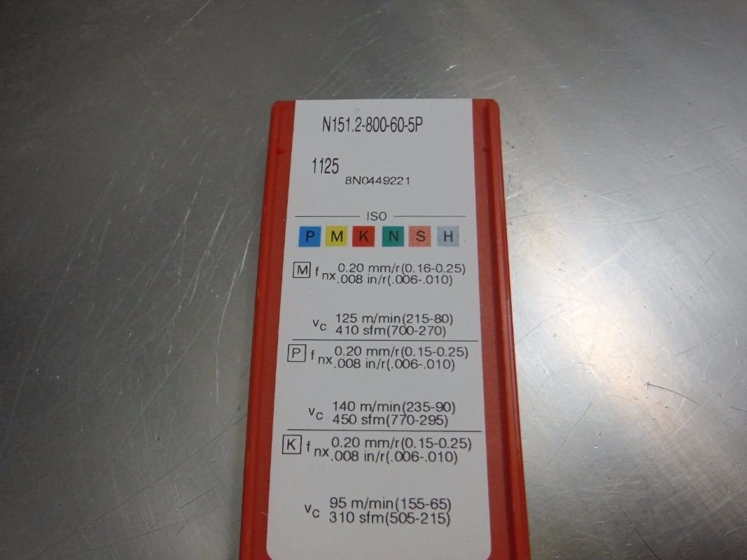 Sandvik Carbide Inserts (P,M,K,N,S) QTY10 N151.2-800-60-5P 1125 (LOC1069A)