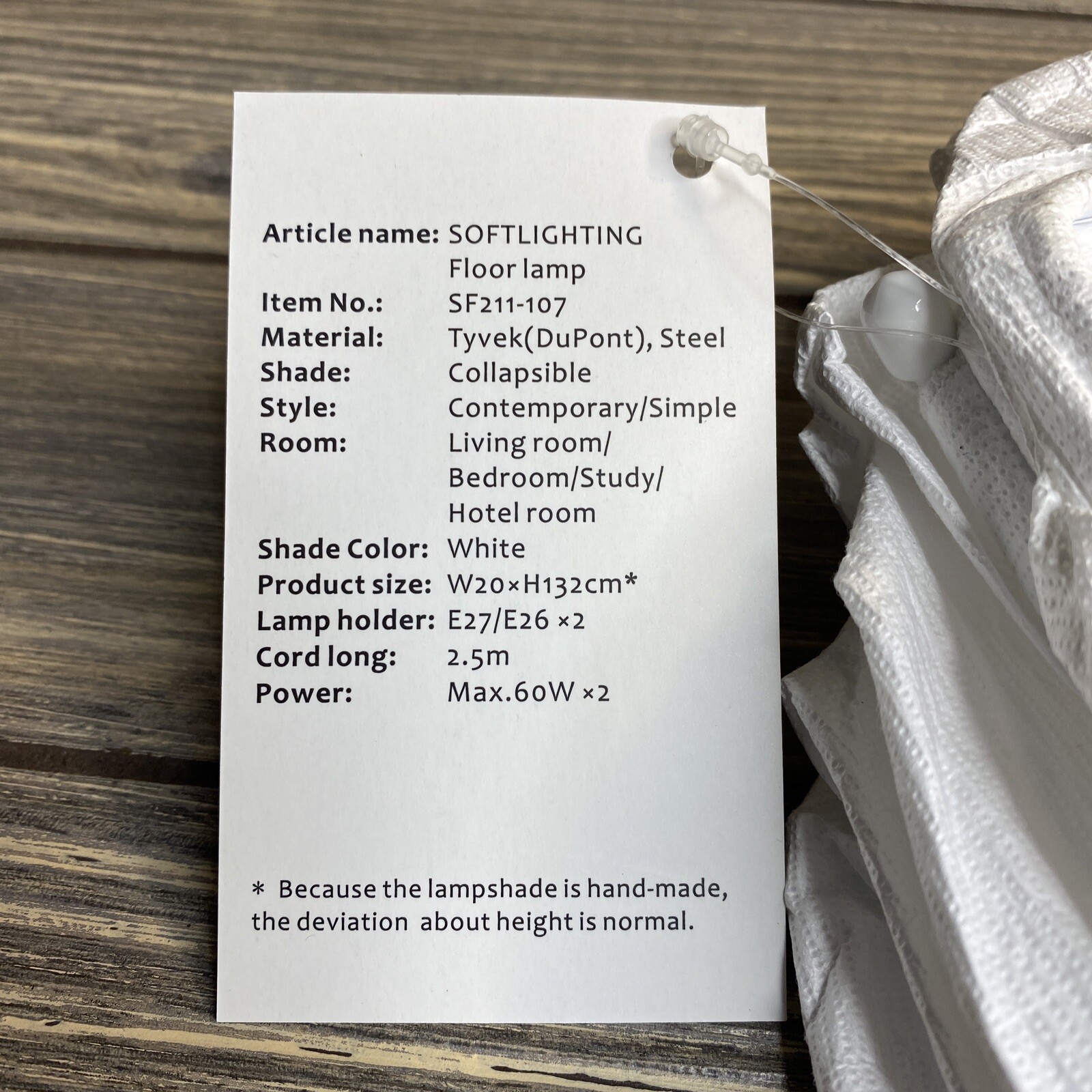 Softlighting DuPont Tyvek Room Floor Lamp Set White Shade 2 Bulbs eBay