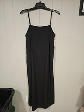 Donna Morgan Womens Petite Spaghetti Strap Zip Maxi Little Black Dress Size 14WP