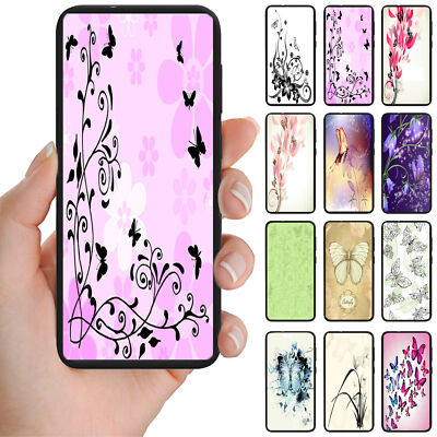 For Samsung Galaxy Series Butterfly Theme Print Mobile Phone Back Case Cover #3