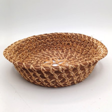 VTG Handmade Pine Needle Basket With Star Design
