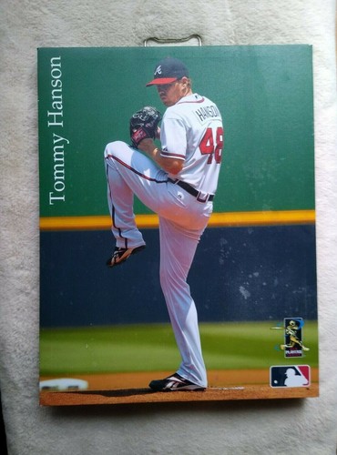 BRAVES TOMMY HANSON CANVAS PICTURE, PITCHER FOR ATLANTA BRAVES 18"X14"
