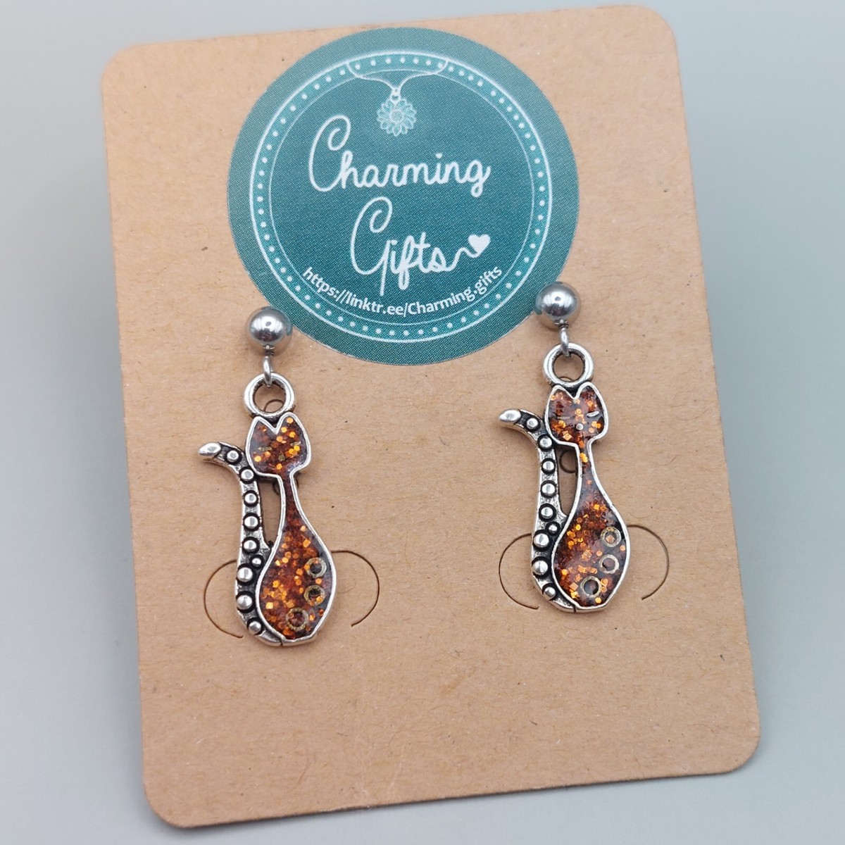 Ginger Cat Earrings Personalised Stud Gift for Cat Lovers