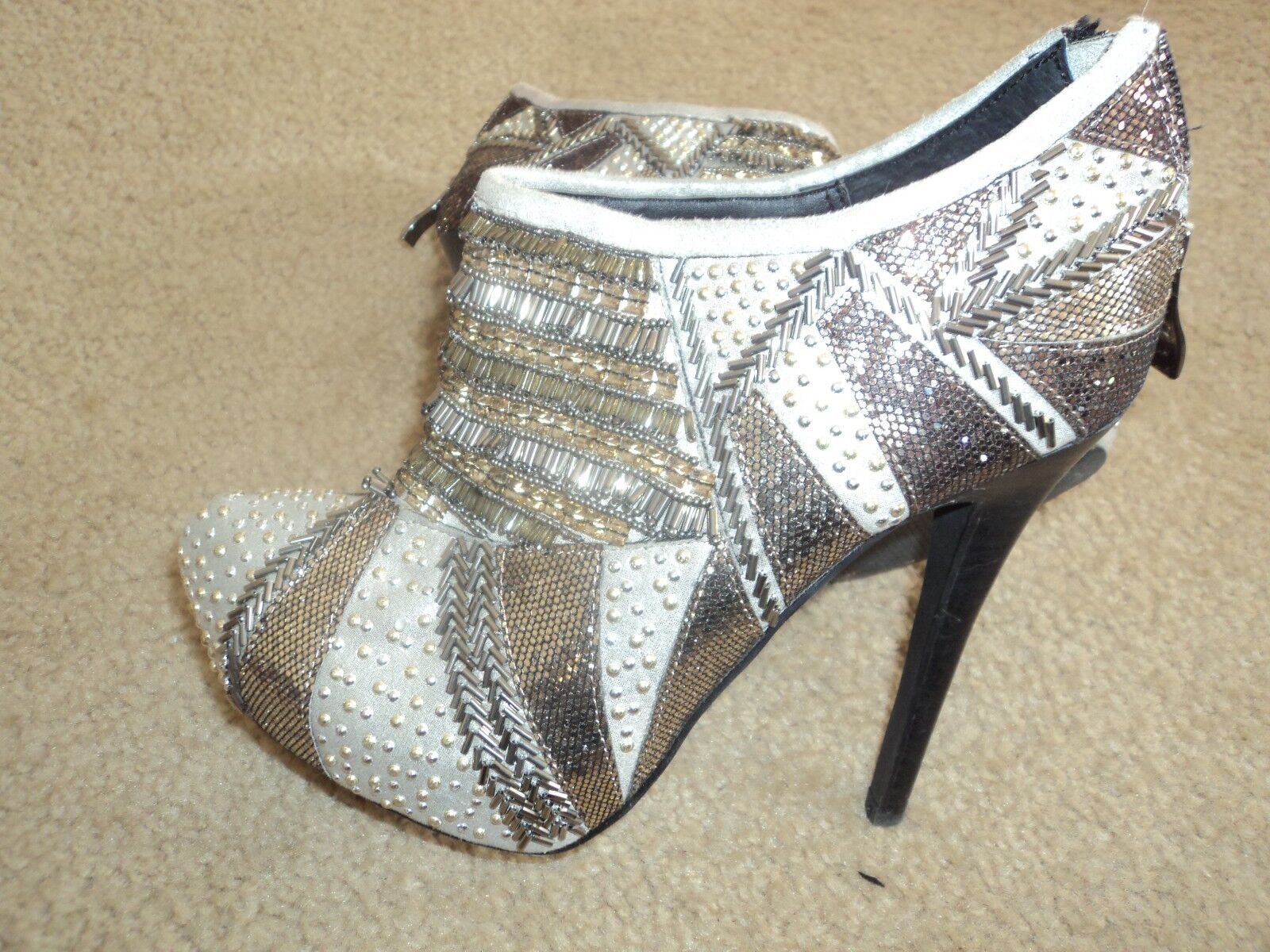 BOSTON PROPER BEADED SEQUINED EMBELLISHED PLATFORMS HEELS BOOTIES 6.5 7M NWOB BOSTON PROPER BEADED SEQUINED EMBELLISHED PLATFORMS HEELS BOOTIES 6.5 7M NWOB