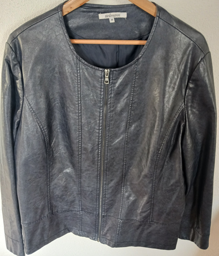Moderne Damen Jacke v. Steilmann dunkelblau Lederjacken Look Gr. 48 *neuwertig