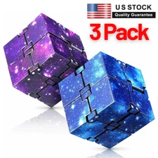 3PACK-Kids Sensory Infinity Fidget Cube Stress Toy Gift Game For Autism Anxiety 